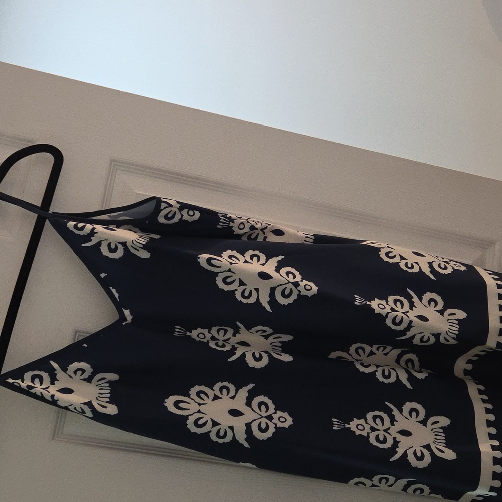 Navy and White Patterned Dress